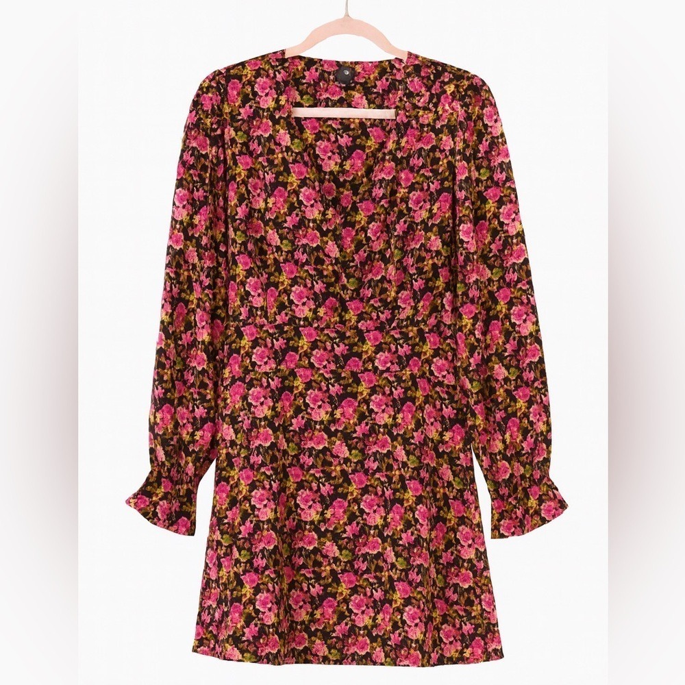 Vero Moda Elly Floral Long Sleeve Minidress in "Very Berry" – Size XL